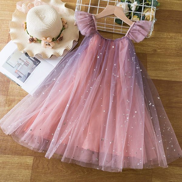 The Alex Flutter-Sleeve Tulle Dress