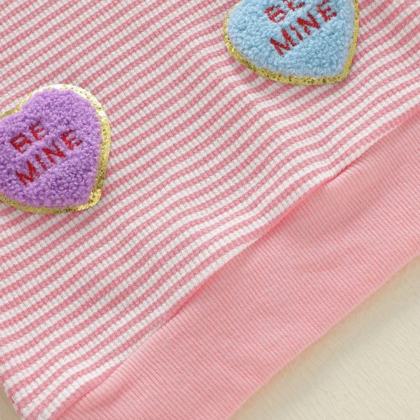 Candy Hearts Striped Long Sleeve Top for Baby & Little Girls