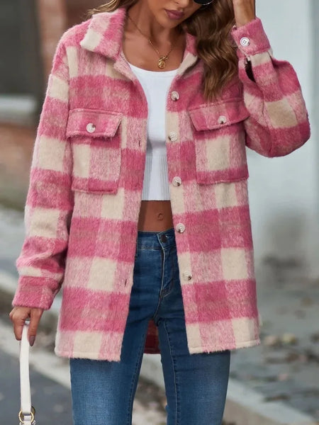 Gwynnie Plaid Brushed Heavy-weight Polyknit Shacket for Women