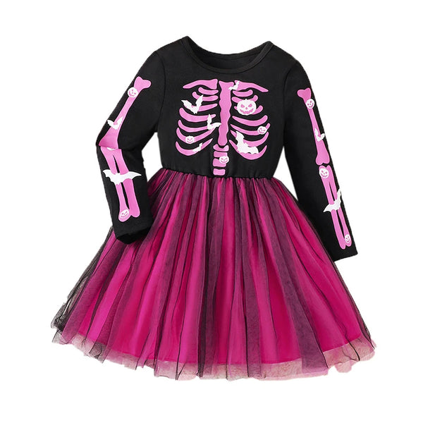 Glam Skeleton Girls Twirl Dress