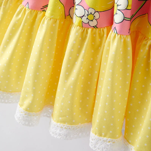 Lemons & Gingham Twirl Dress