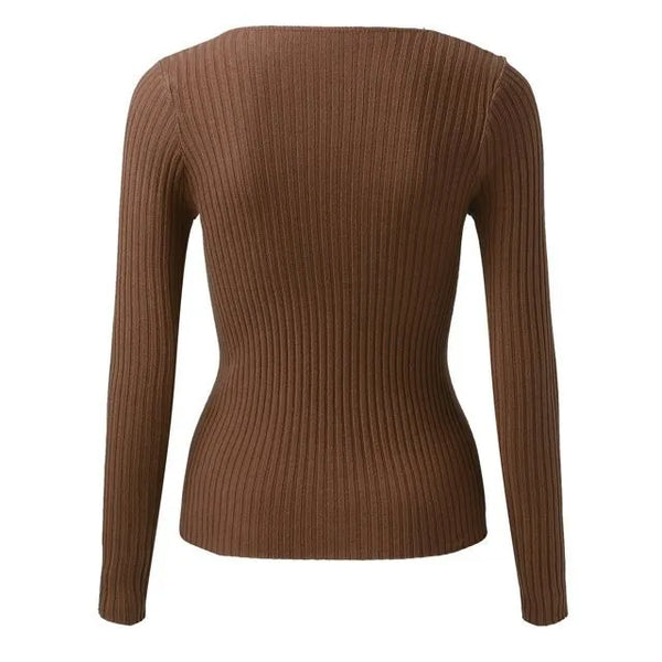 Jaime Peak-a-Boo Twist Ribbed Knit Sweater for Women