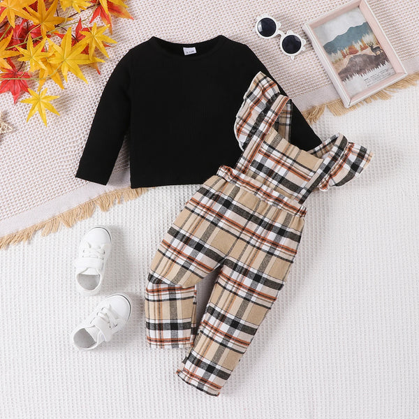 The Shante Plaid Flutter Sleeve Outfit for Baby Girl