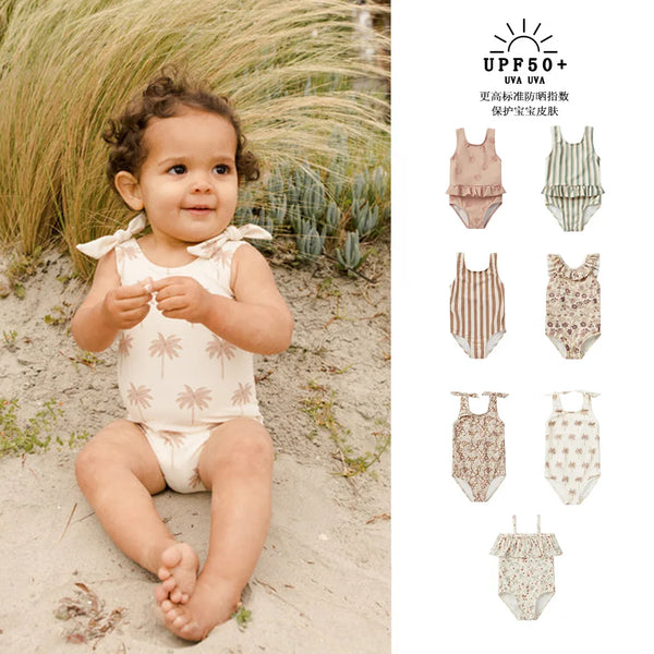 Adorable Me Neutral Palm Tree One Piece Swimwear for Baby, Toddler & Little Girl