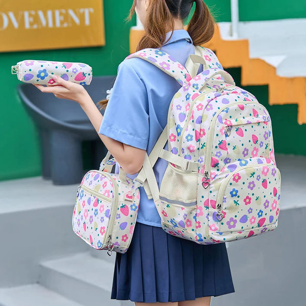 Strawberry Meadow 3-piece Backpack Set in Ivory
