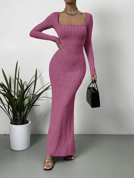 Delany Brushed Knit Fitted Maxi Dress for Women