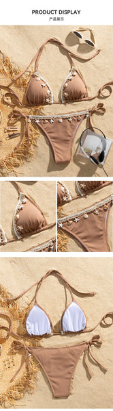 Shelly Beach Side-Tie Bikini with Ivory Shells