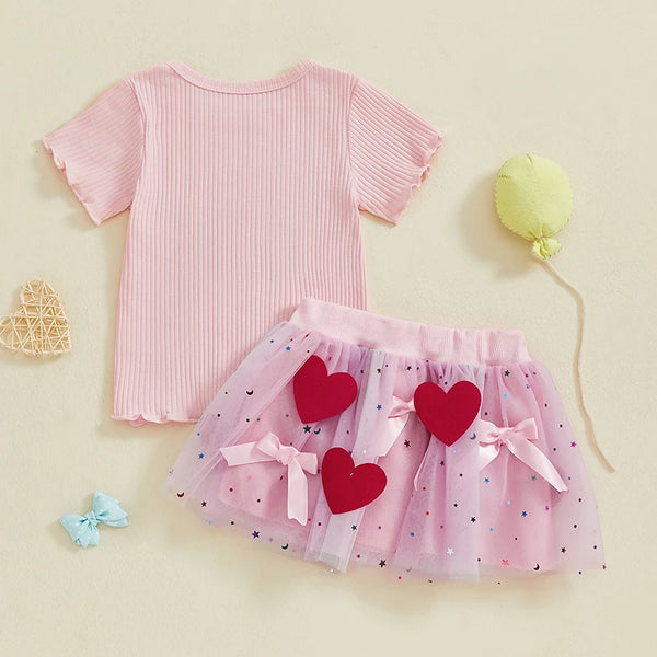 Little Sweet Heart Top & Tutu Skirt Set for Baby & Toddler Girls