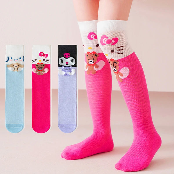 3 Pack: Hello Kitty™, Cinnamoroll™, Kuromi™ or MyMelody™ Knee High Socks for Girls