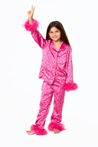 Satin Dreams Pink Snowflakes Holiday Pjs for Women, Girls & Teens