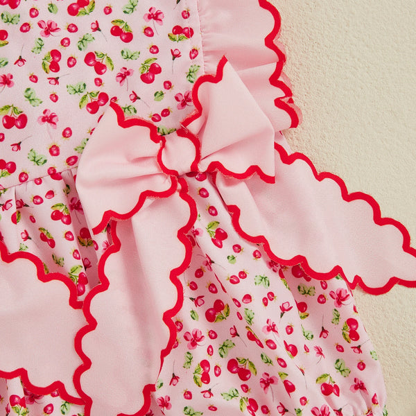 Cherry Bows Romper for Baby Girls