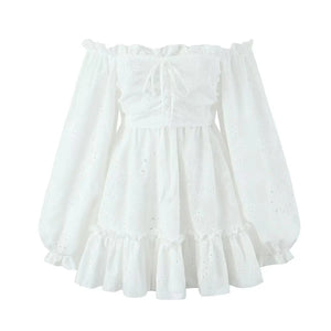 Blanca Off The Shoulder White Eyelet Sweetheart Mini Dress for Women & Teens