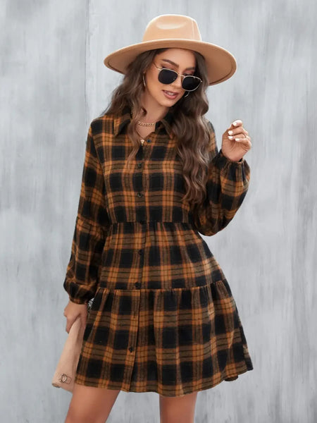 The Tessa Button Front Plaid Dress for Women & Teens