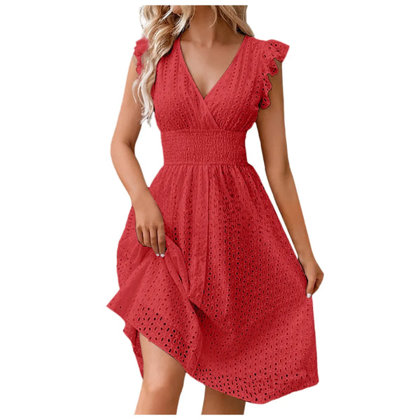 Sara V-Neck Eyelet Dress