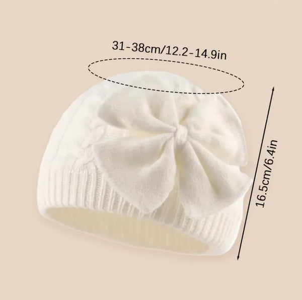 Cutie Boo Cable Knit Baby Beanie with Bow