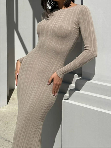 Tricia Ribbed Knit Long Sleeve Bodycon Dress