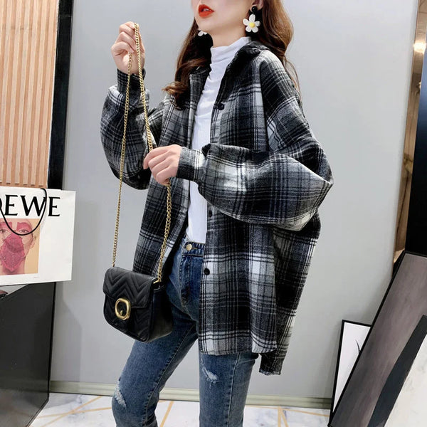 Plaid Lightweight Longline Shacket for Women