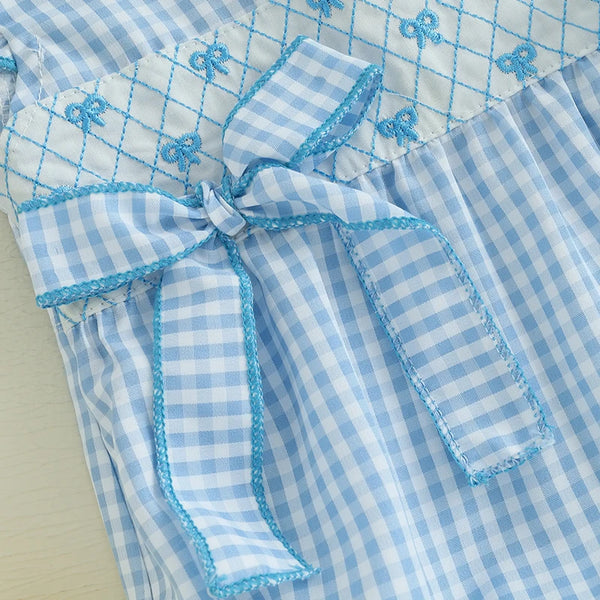 Gingham Girl Flutter Sleeve Romper for Baby Girls