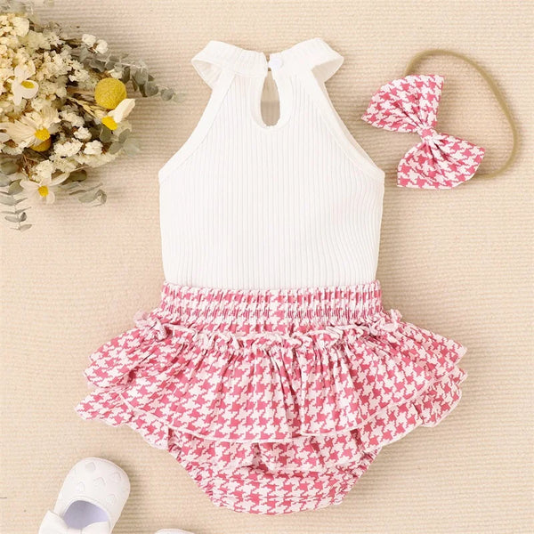 The Pink Houndstooth Heart Outfit for Baby Girls