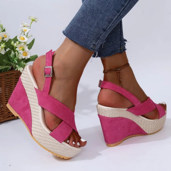 Cheeky Pinky Hot Pink Platform Wedge Sandals for Women & Teens