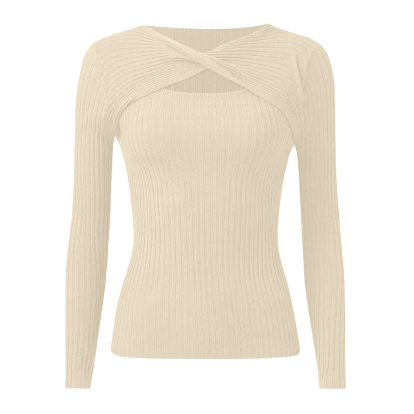 Jaime Peak-a-Boo Twist Ribbed Knit Sweater for Women