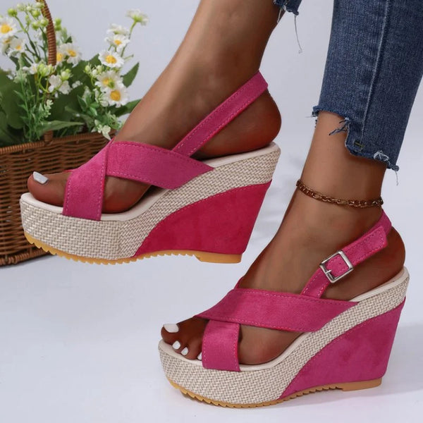 Cheeky Pinky Hot Pink Platform Wedge Sandals for Women & Teens