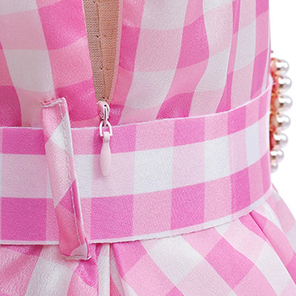 Girls' Pink Gingham Barbie Dress & Headband