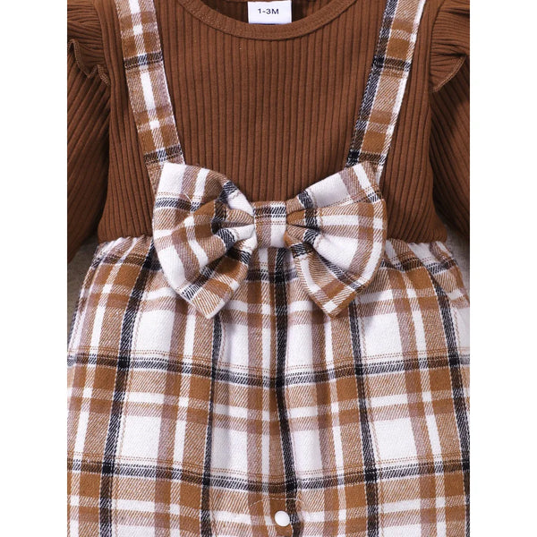 Emily Flutter Sleeve Plaid Romper Outfit for Baby Girl
