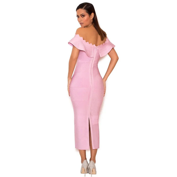 Harmony Off-The-Shoulder Bodycon Midi Dress