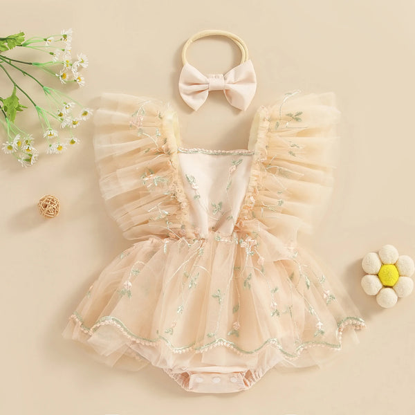 Nadine Princess Romper Dress with Matching Headband