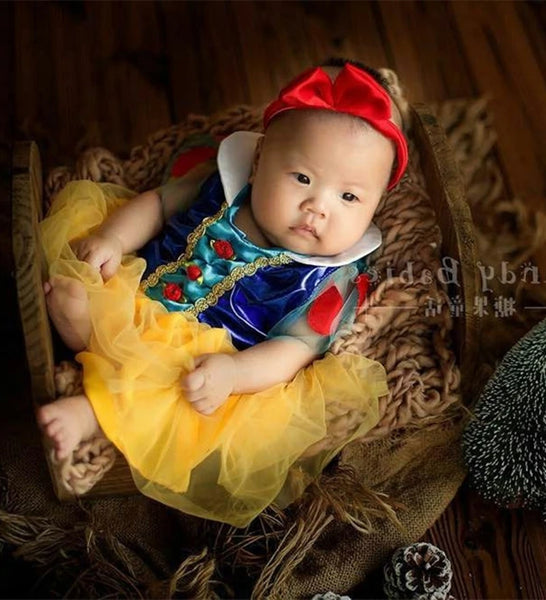 Snow White Dress + Bow Costume for Baby Girls