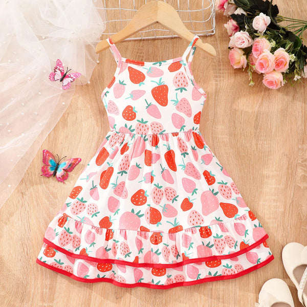 For the Love of Strawberries Cute Twirl Dress for Little Girls