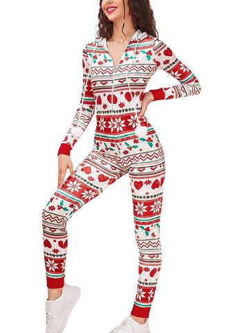 Hearts & Snowflakes Women's Holiday Lounge Jumpsuit