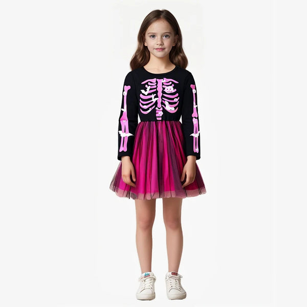 Glam Skeleton Girls Twirl Dress