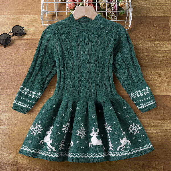 Holly Jolly Holiday Sweater Dress for Little Girls