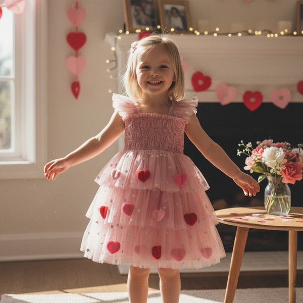 Mirabella Sparkly Hearts Party Dress for Toddler & Little Girls