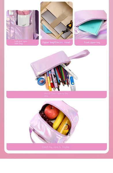 So Shiny Smooth Iridescent Backpack Set