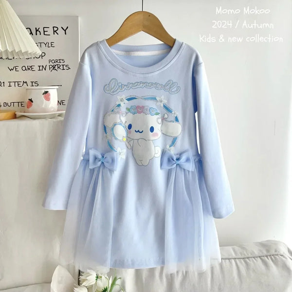 Hello Kitty Friends Cute Glam Dress in Cinnamoroll, Kuromi, or My Melody for Toddler & Little Girls