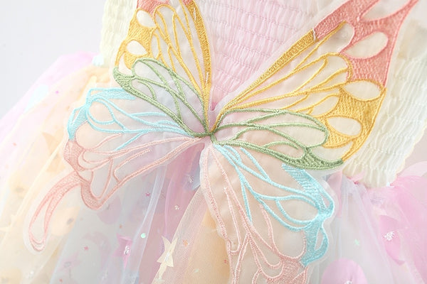 The Pastel Flowy Rainbow Butterfly Dress for Baby And Toddler Girls