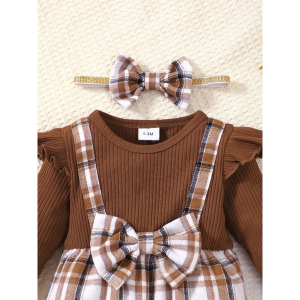 Emily Flutter Sleeve Plaid Romper Outfit for Baby Girl