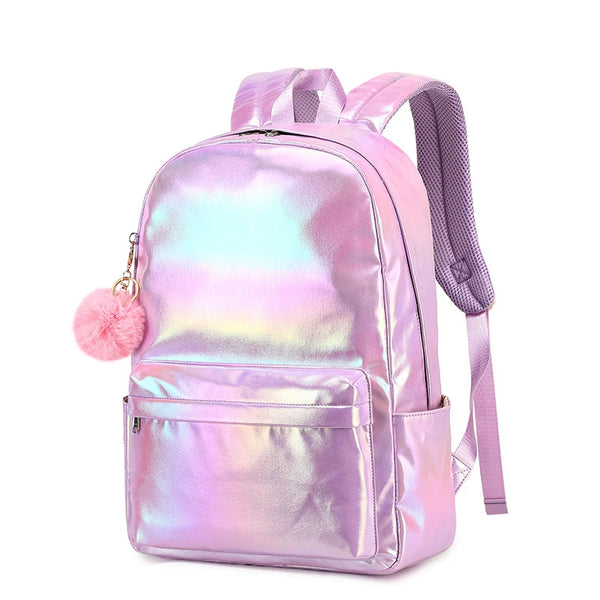 So Shiny Smooth Iridescent Backpack Set