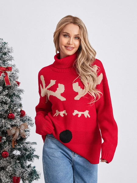 Reindeer Face Women's Christmas Sweater