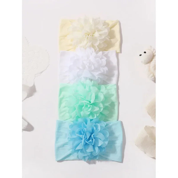 4pcs/set Chiffon Stretchy Flower Headband for Baby Girls