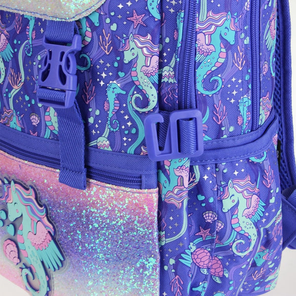 Smiggle Purple Iridescent Seahorse Backpack