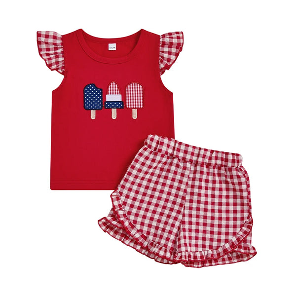 American Gingham Flutter Sleeve Top & Short Set for Baby, Toddler & Little Girls