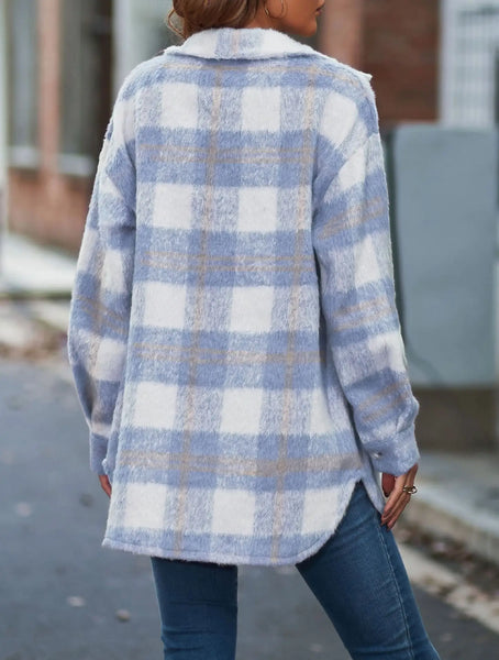 Gwynnie Plaid Brushed Heavy-weight Polyknit Shacket for Women