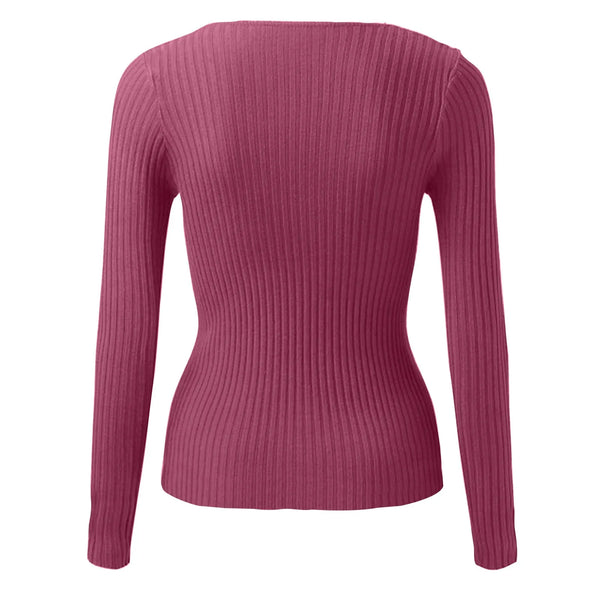 Jaime Peak-a-Boo Twist Ribbed Knit Sweater for Women