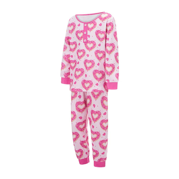 Mommy & Me Matching Pink Sprinkle Heart Donut PJs