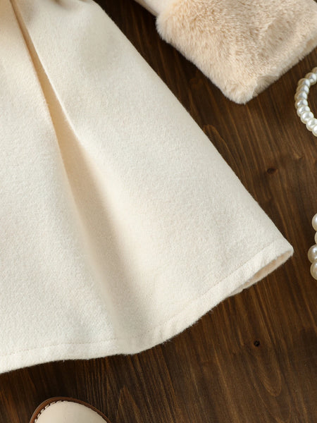 The Gabrielle Single Breasted Wool Belted Jacket with Faux-fur Collar and Cuffs for Toddler & Little Girls