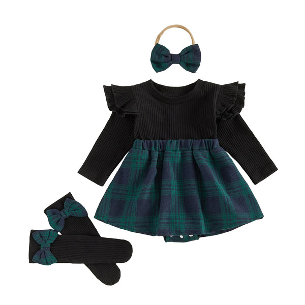 Phillipa Plaid 4-Piece Outfit Set for Baby & Toddler Girls
